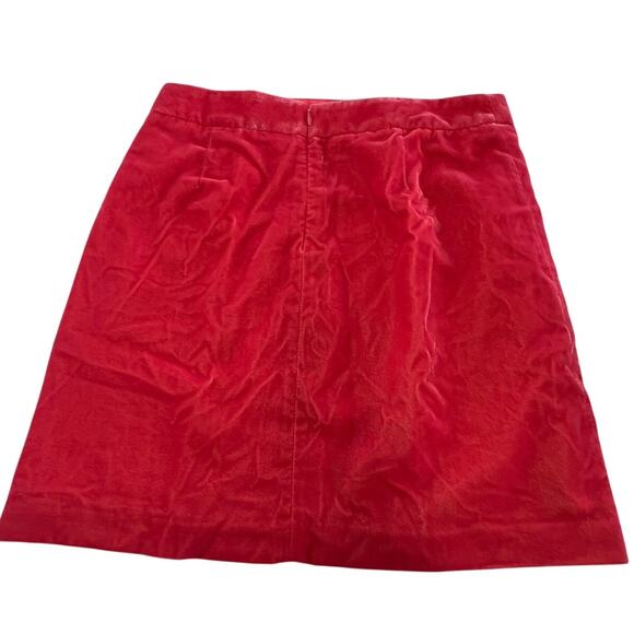 J Crew Skirt Womens 4 Red Pink Coral Velvet Mini A Line New - Picture 2 of 7